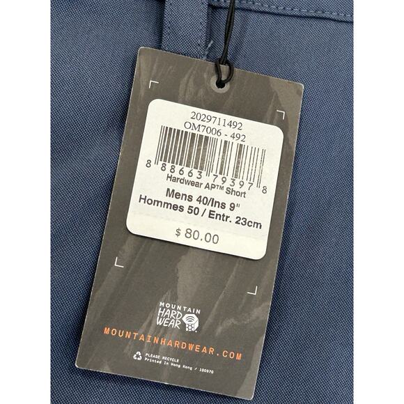 Mountain Hardwear Mens AP Shorts Size 40 Blue Hiking MTB Cycling Performance - Picture 3 of 5